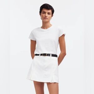 Madewell Women’s Tile White Denim Pleated Mini Skirt - 29